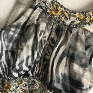 Silver Grey Formal Grown, Stone Accents, Size S